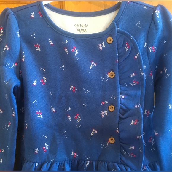Carter’s Blue Fleeced Long Sleeve Dress - 4T - Picture 3 of 7